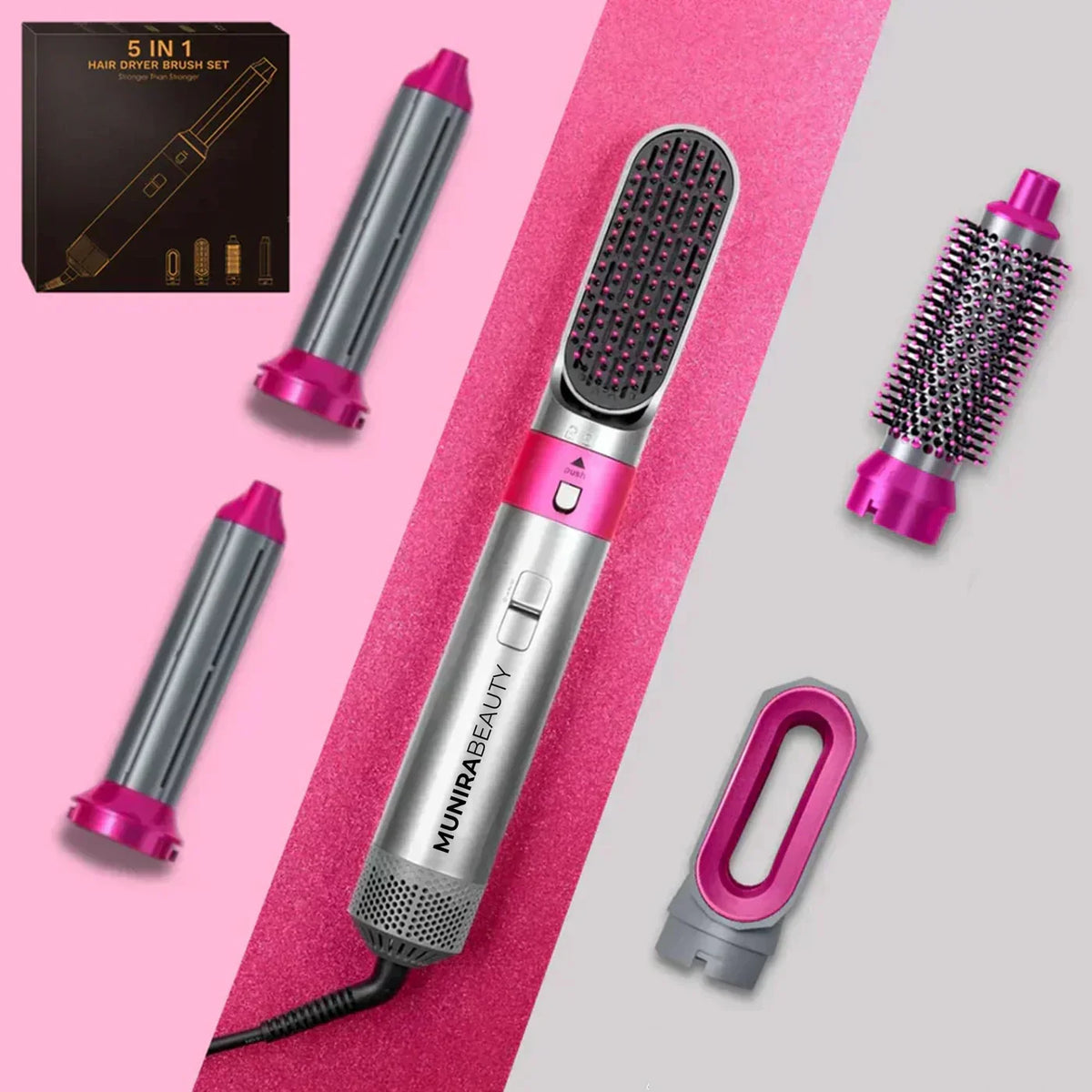 Professional 5-in-1 Hair Styler With Hot Brush & Dryer | All-in-One Solution