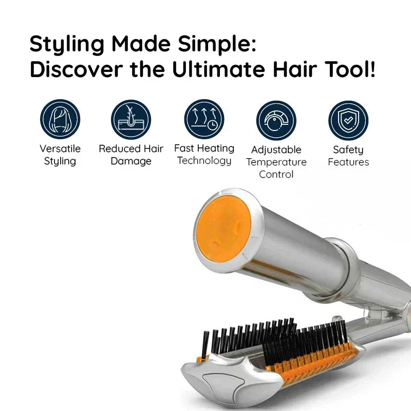 2-in-1 Professional Rotating Iron Hair Brush | Adjustable Heat, Quick Heating & Ideal for All Hair Types