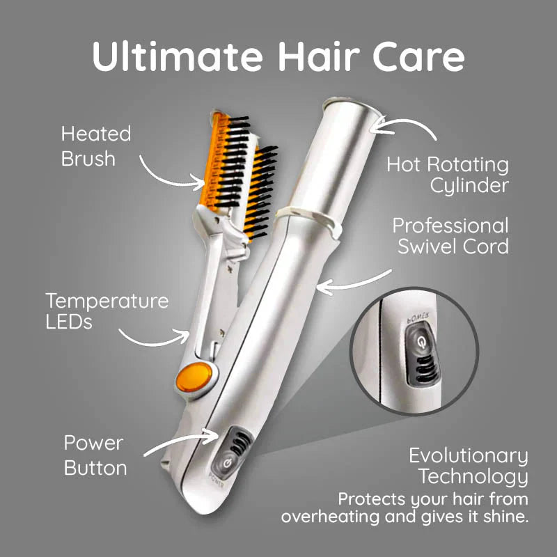 2-in-1 Professional Rotating Iron Hair Brush | Adjustable Heat, Quick Heating & Ideal for All Hair Types