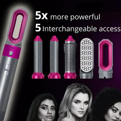 Professional 5-in-1 Hair Styler With Hot Brush & Dryer | All-in-One Solution