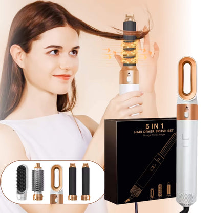 Professional 5-in-1 Hair Styler With Hot Brush & Dryer | All-in-One Solution
